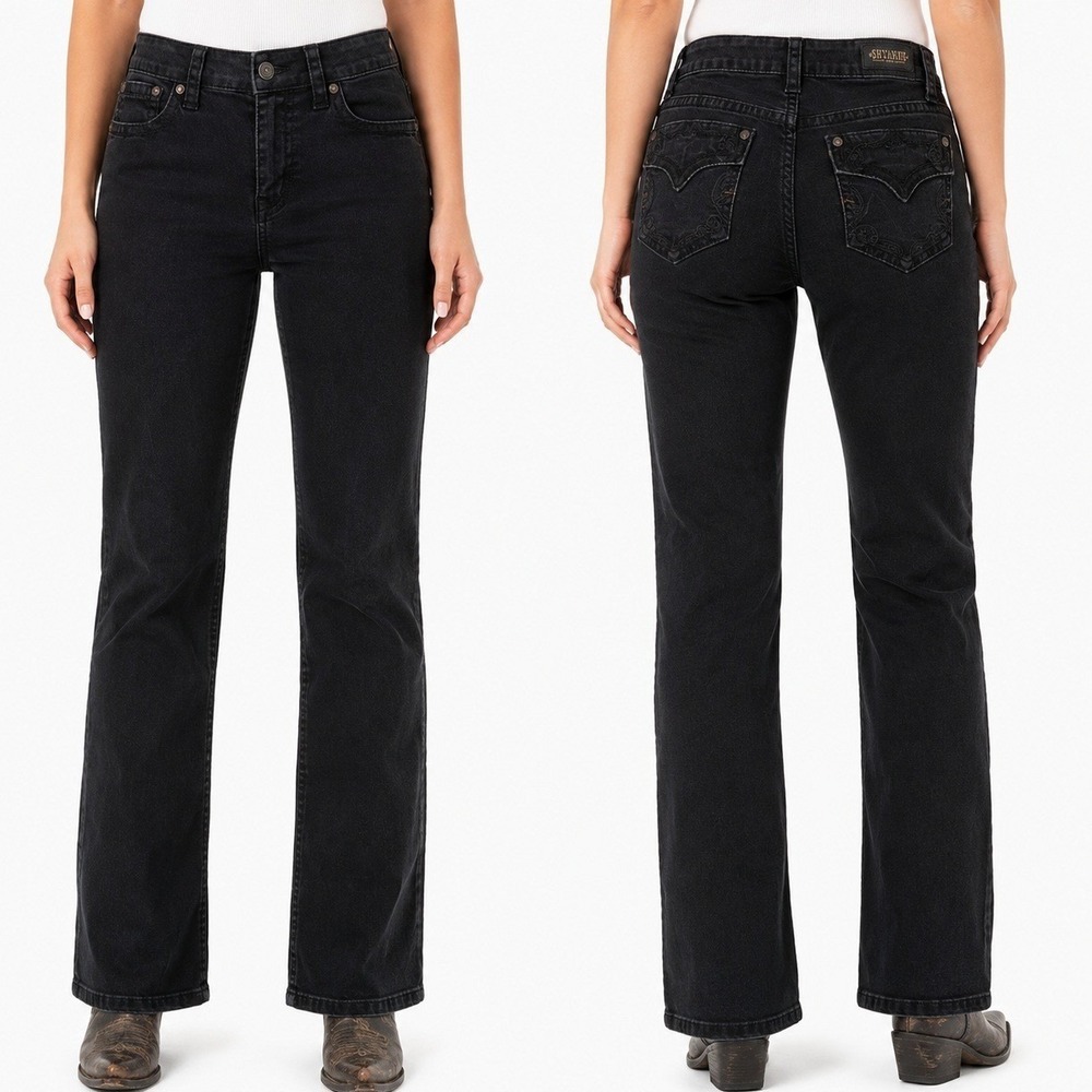 Shyanne Jeans Womens 28x31 Black Bootcut Regular Embroidered Western Denim Pants